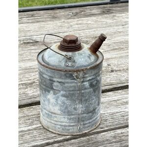 Vintage Galvanized Metal Gas Oil Water Can Rigid Pour Spout Industrial  Farm 10"